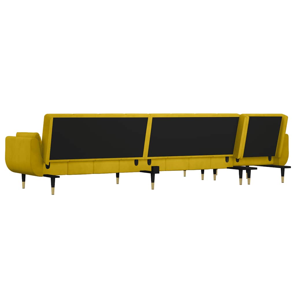 Καναπές Κρεβάτι Γωνιακός Κίτρινος 275 x 140 x 70 εκ. Βελούδινος - Pakobazaar