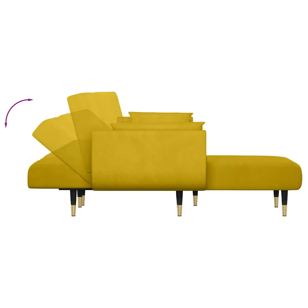 Καναπές Κρεβάτι Γωνιακός Κίτρινος 275 x 140 x 70 εκ. Βελούδινος - Pakobazaar