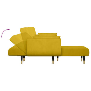 Καναπές Κρεβάτι Γωνιακός Κίτρινος 275 x 140 x 70 εκ. Βελούδινος - Pakobazaar