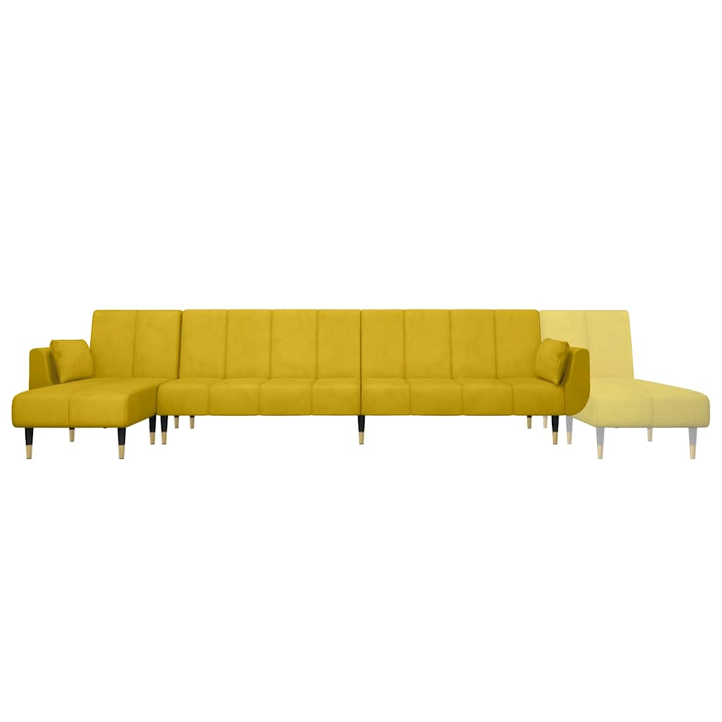 Καναπές Κρεβάτι Γωνιακός Κίτρινος 275 x 140 x 70 εκ. Βελούδινος - Pakobazaar