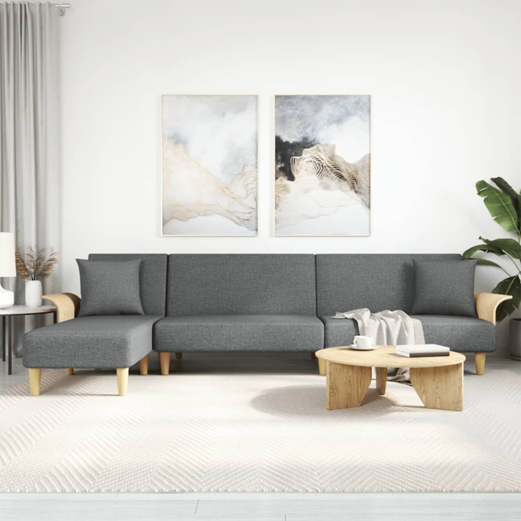 Καναπές Κρεβάτι Γωνιακός Σκ. Γκρι 279x140x70 εκ. Υφασμάτινος - Pakobazaar