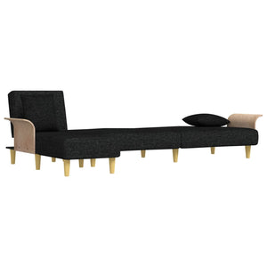 Καναπές Κρεβάτι Γωνιακός Μαύρος 279 x 140 x 70 εκ. Υφασμάτινος