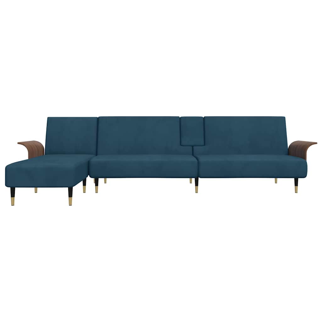 Καναπές Κρεβάτι Γωνιακός Μπλε 279 x 140 x 70 εκ. Βελούδινος