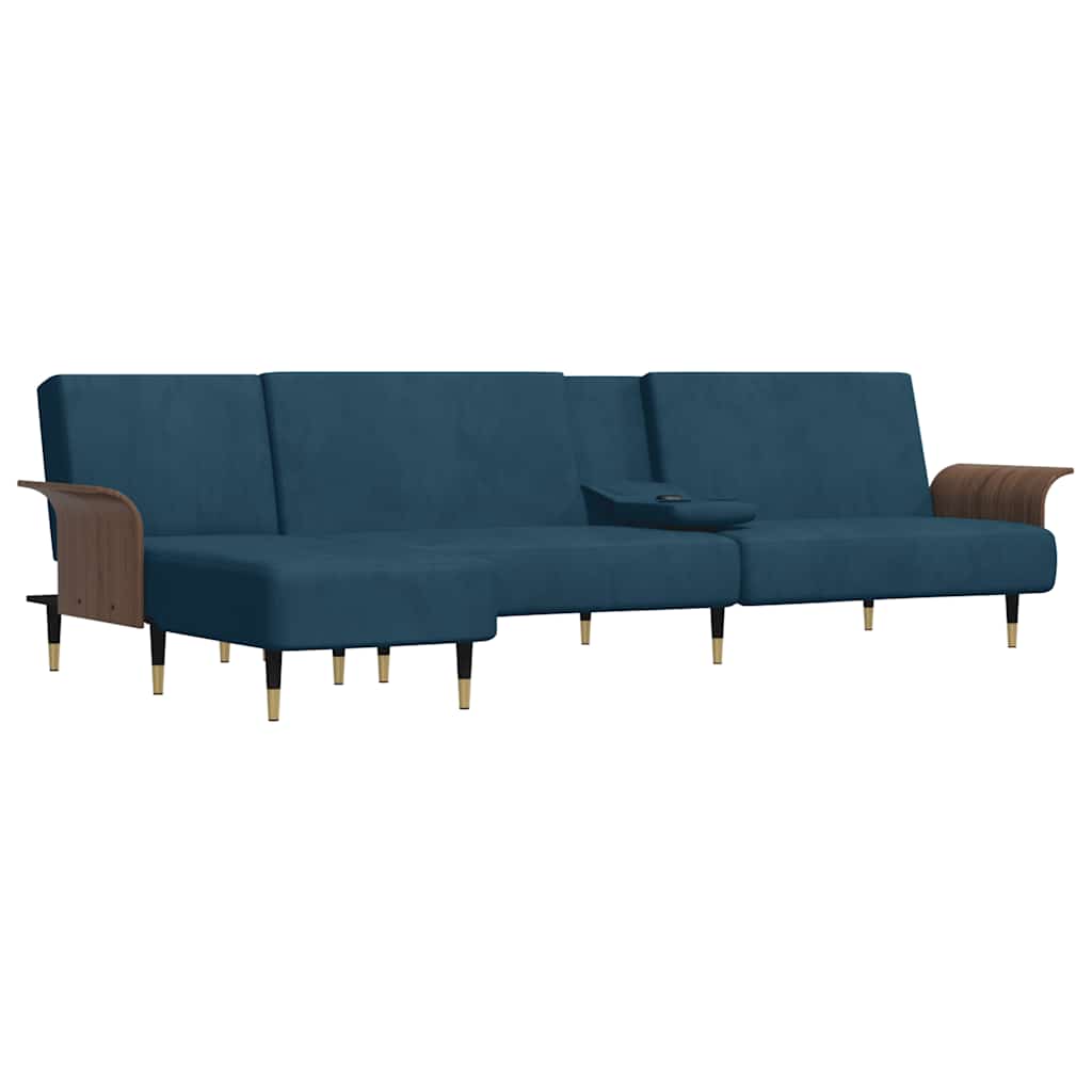 Καναπές Κρεβάτι Γωνιακός Μπλε 279 x 140 x 70 εκ. Βελούδινος