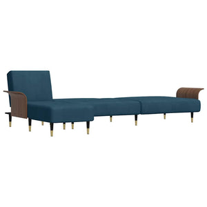 Καναπές Κρεβάτι Γωνιακός Μπλε 279 x 140 x 70 εκ. Βελούδινος
