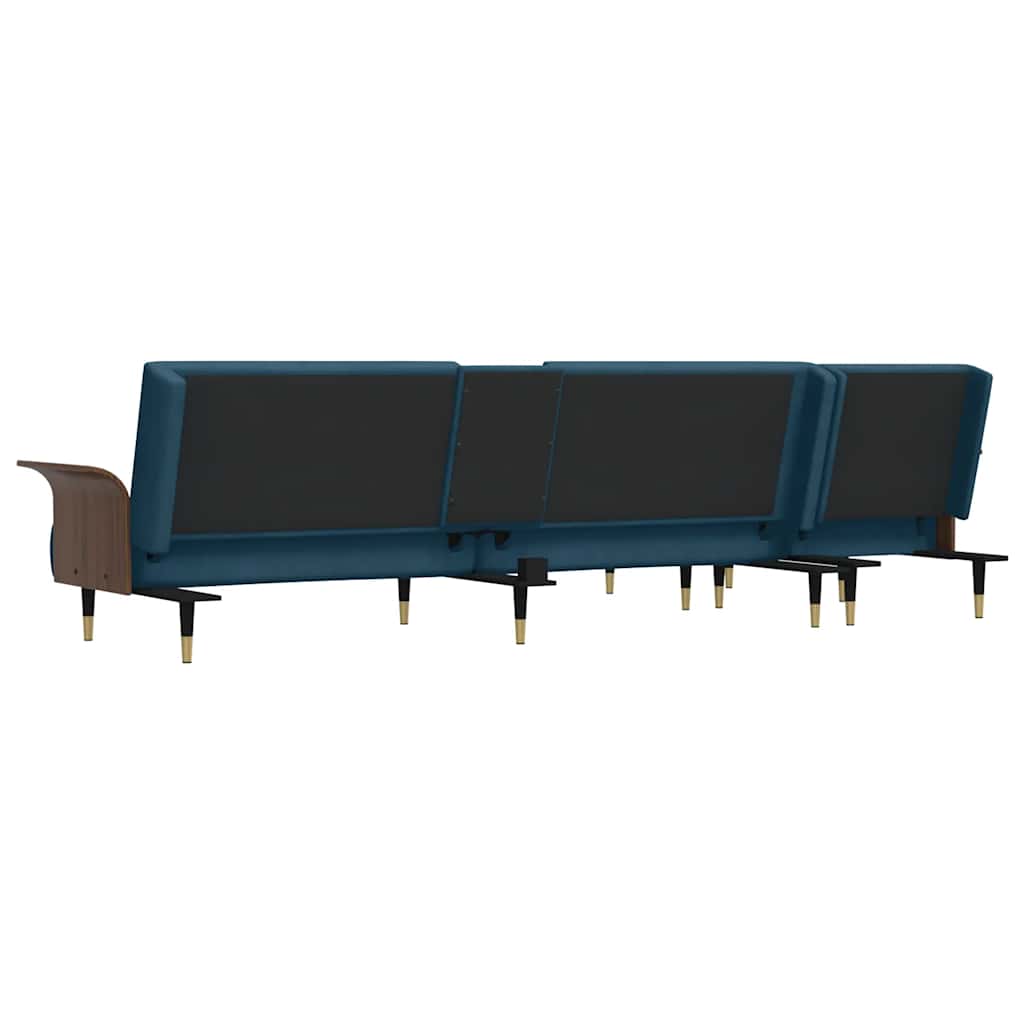 Καναπές Κρεβάτι Γωνιακός Μπλε 279 x 140 x 70 εκ. Βελούδινος