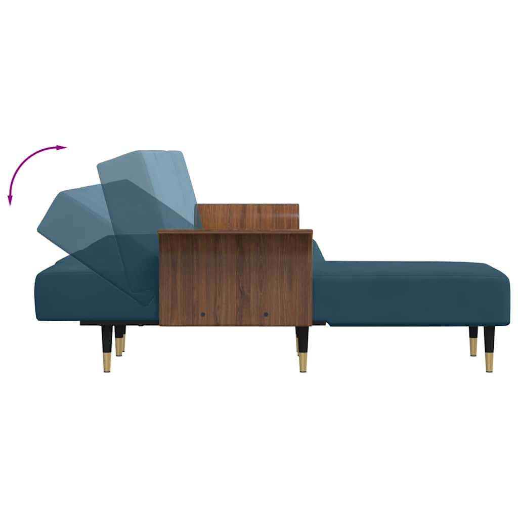 Καναπές Κρεβάτι Γωνιακός Μπλε 279 x 140 x 70 εκ. Βελούδινος