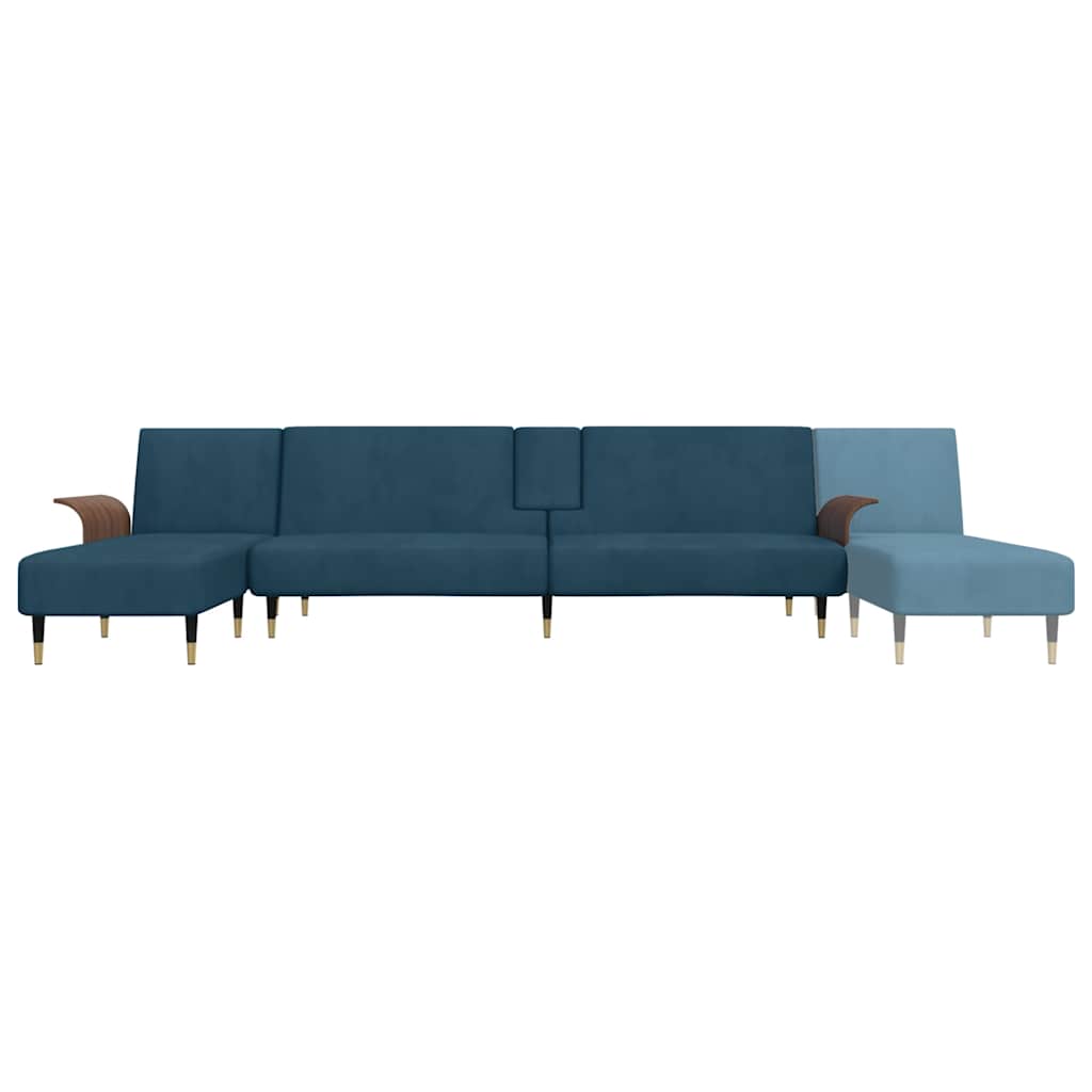 Καναπές Κρεβάτι Γωνιακός Μπλε 279 x 140 x 70 εκ. Βελούδινος