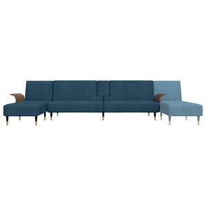 Καναπές Κρεβάτι Γωνιακός Μπλε 279 x 140 x 70 εκ. Βελούδινος