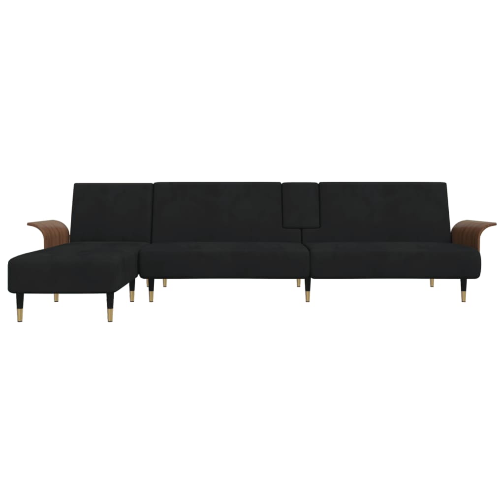 Καναπές Κρεβάτι Γωνιακός Μαύρος 279 x 140 x 70 εκ. Βελούδινος