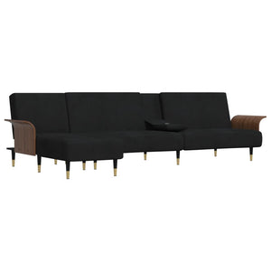 Καναπές Κρεβάτι Γωνιακός Μαύρος 279 x 140 x 70 εκ. Βελούδινος