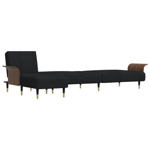 Καναπές Κρεβάτι Γωνιακός Μαύρος 279 x 140 x 70 εκ. Βελούδινος