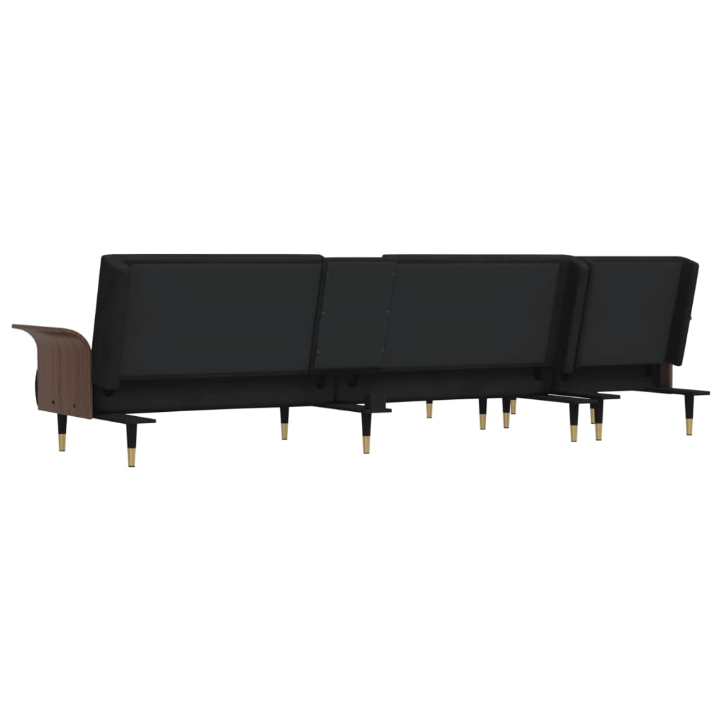 Καναπές Κρεβάτι Γωνιακός Μαύρος 279 x 140 x 70 εκ. Βελούδινος
