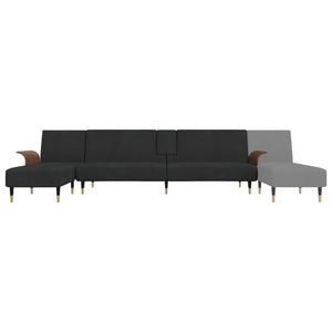 Καναπές Κρεβάτι Γωνιακός Μαύρος 279 x 140 x 70 εκ. Βελούδινος