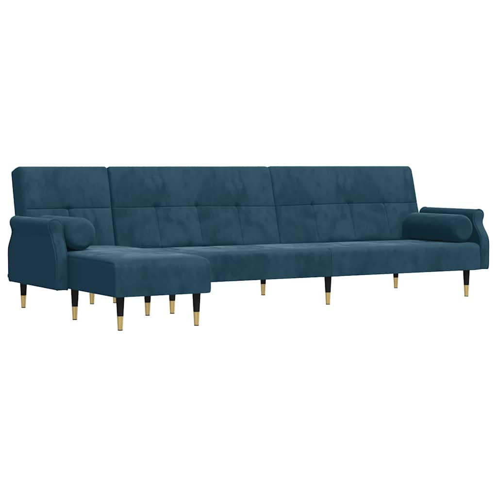 Καναπές Κρεβάτι Γωνιακός Μπλε 271 x 140 x 70 εκ. Βελούδινος