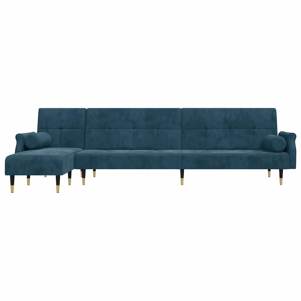 Καναπές Κρεβάτι Γωνιακός Μπλε 271 x 140 x 70 εκ. Βελούδινος