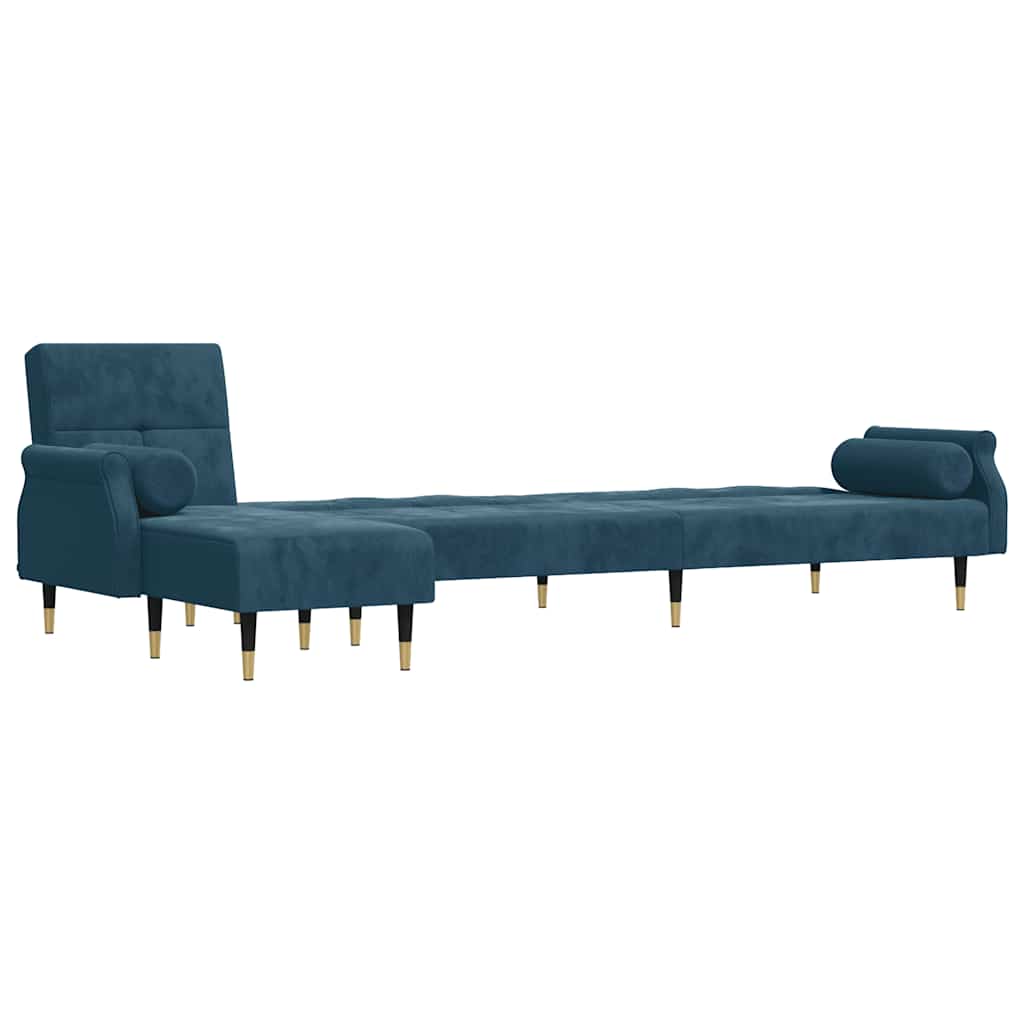 Καναπές Κρεβάτι Γωνιακός Μπλε 271 x 140 x 70 εκ. Βελούδινος
