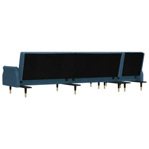 Καναπές Κρεβάτι Γωνιακός Μπλε 271 x 140 x 70 εκ. Βελούδινος