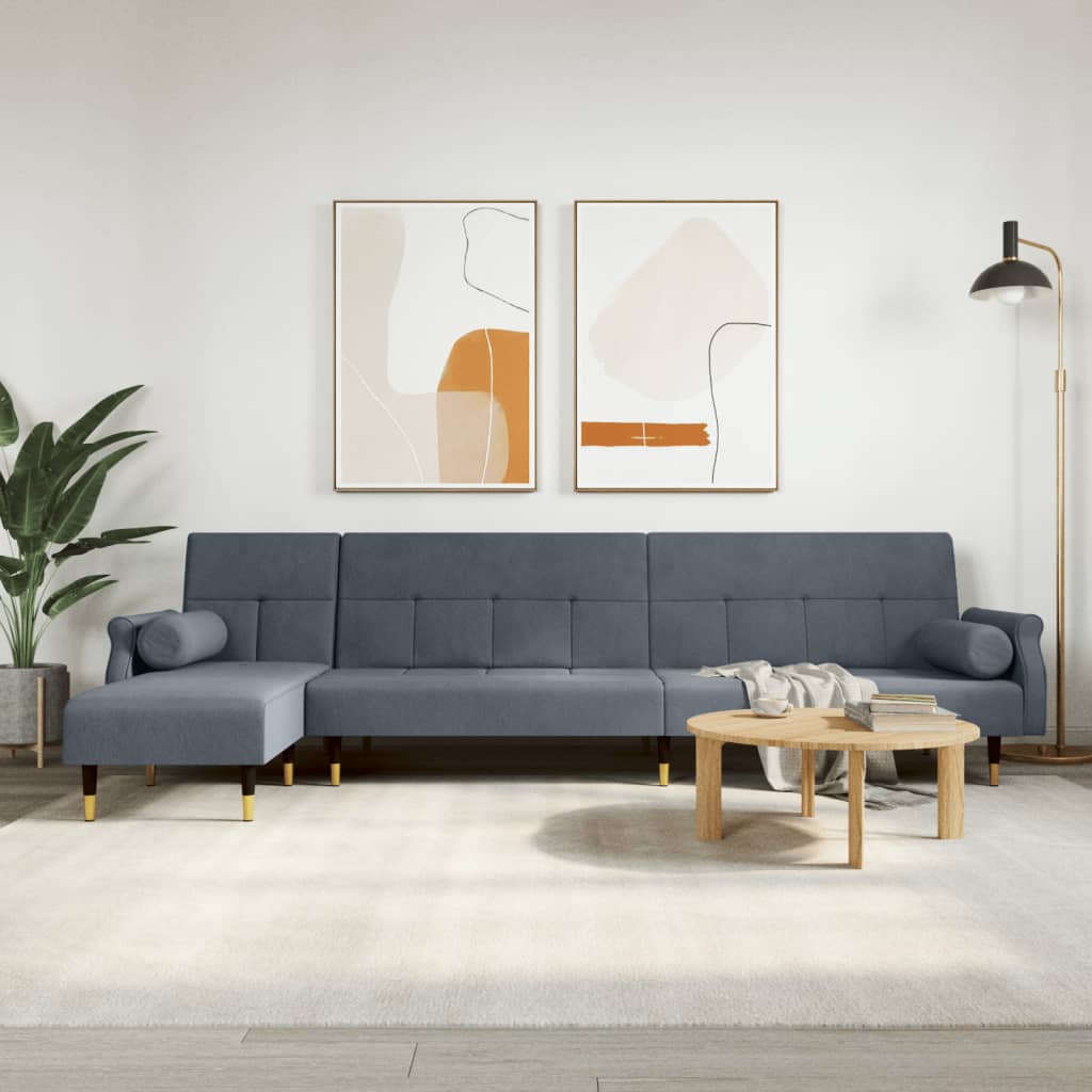 Καναπές Κρεβάτι Γωνιακός Σκ. Γκρι 271 x 140 x 70 εκ. Βελούδινος - Pakobazaar