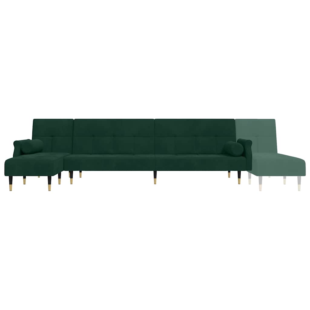 Καναπές Κρεβάτι Γωνιακός Σκ. Πράσινο 271x140x70 εκ. Βελούδινος
