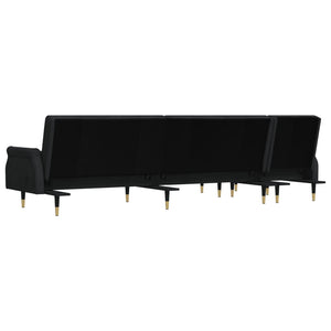 Καναπές Κρεβάτι Γωνιακός Μαύρος 271 x 140 x 70 εκ. Βελούδινος