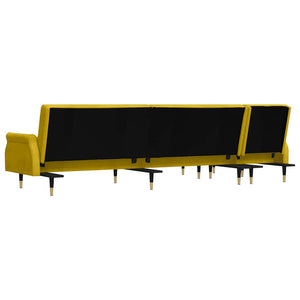 Καναπές Κρεβάτι Γωνιακός Κίτρινος 271 x 140 x 70 εκ. Βελούδινος