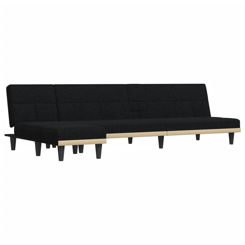 Καναπές Κρεβάτι Γωνιακός Μαύρος 255x140x70 εκ. Υφασμάτινος - Pakobazaar