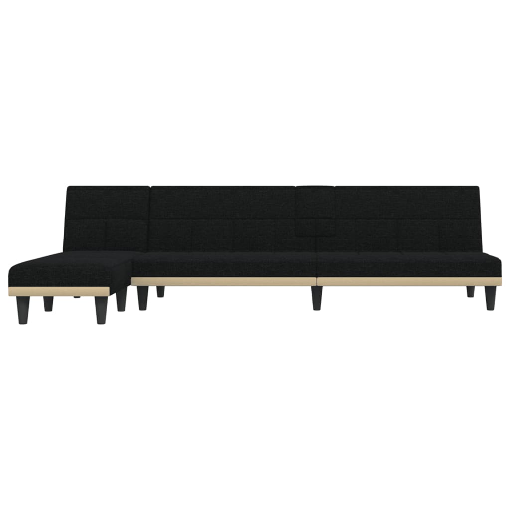 Καναπές Κρεβάτι Γωνιακός Μαύρος 255x140x70 εκ. Υφασμάτινος - Pakobazaar