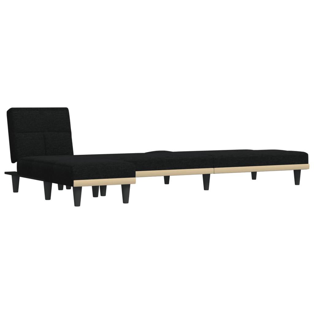 Καναπές Κρεβάτι Γωνιακός Μαύρος 255x140x70 εκ. Υφασμάτινος - Pakobazaar