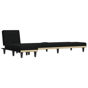 Καναπές Κρεβάτι Γωνιακός Μαύρος 255x140x70 εκ. Υφασμάτινος - Pakobazaar
