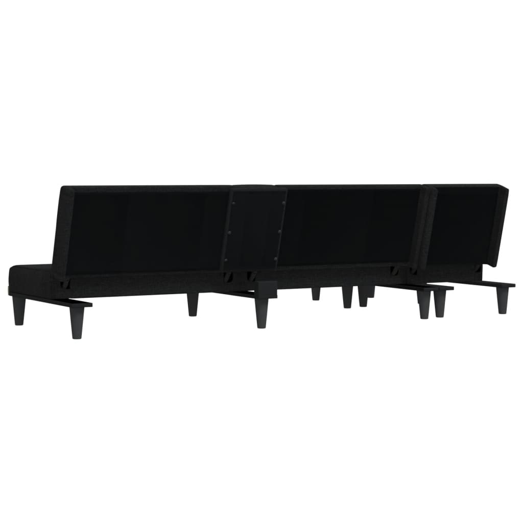 Καναπές Κρεβάτι Γωνιακός Μαύρος 255x140x70 εκ. Υφασμάτινος - Pakobazaar