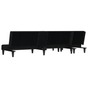 Καναπές Κρεβάτι Γωνιακός Μαύρος 255x140x70 εκ. Υφασμάτινος - Pakobazaar