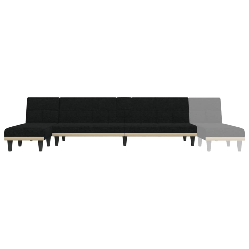 Καναπές Κρεβάτι Γωνιακός Μαύρος 255x140x70 εκ. Υφασμάτινος - Pakobazaar