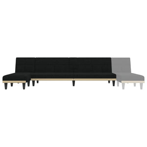 Καναπές Κρεβάτι Γωνιακός Μαύρος 255x140x70 εκ. Υφασμάτινος - Pakobazaar
