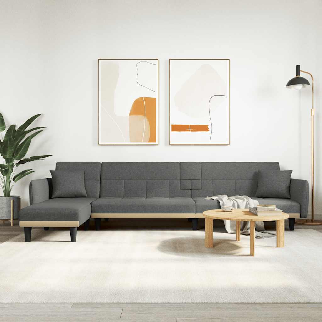Καναπές Κρεβάτι Γωνιακός Σκ. Γκρι 275x140x70 εκ. Υφασμάτινος