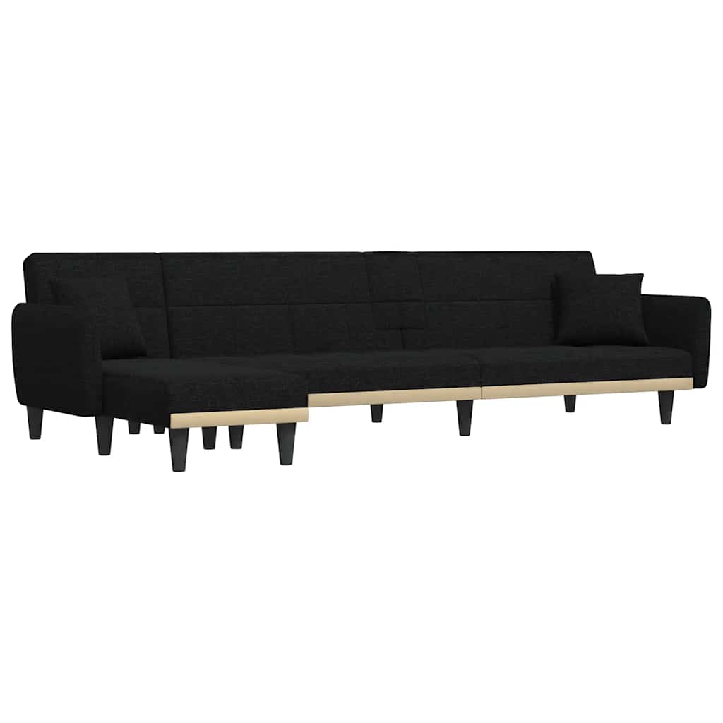 Καναπές Κρεβάτι Γωνιακός Μαύρος 275 x 140 x 70 εκ. Υφασμάτινος - Pakobazaar