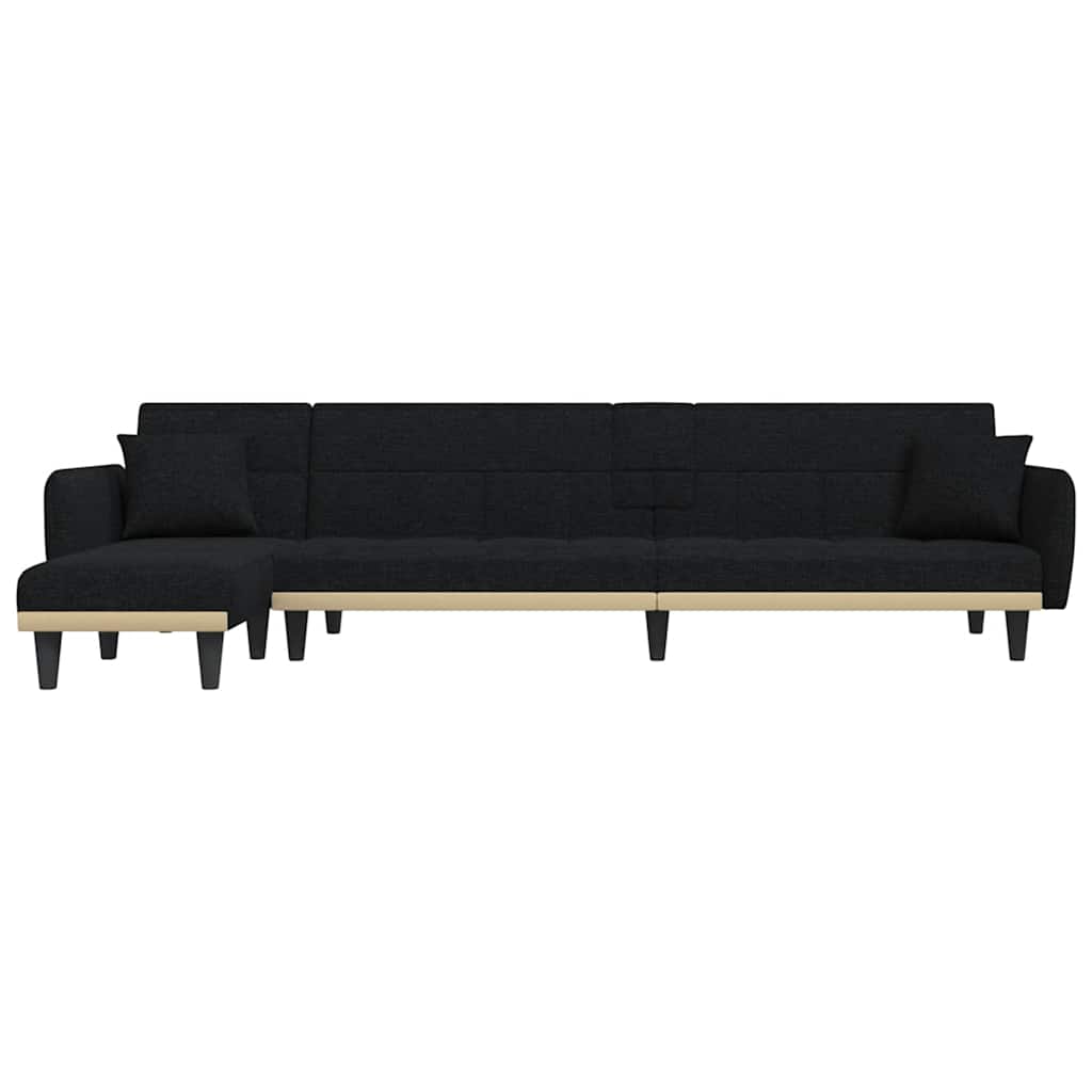 Καναπές Κρεβάτι Γωνιακός Μαύρος 275 x 140 x 70 εκ. Υφασμάτινος - Pakobazaar