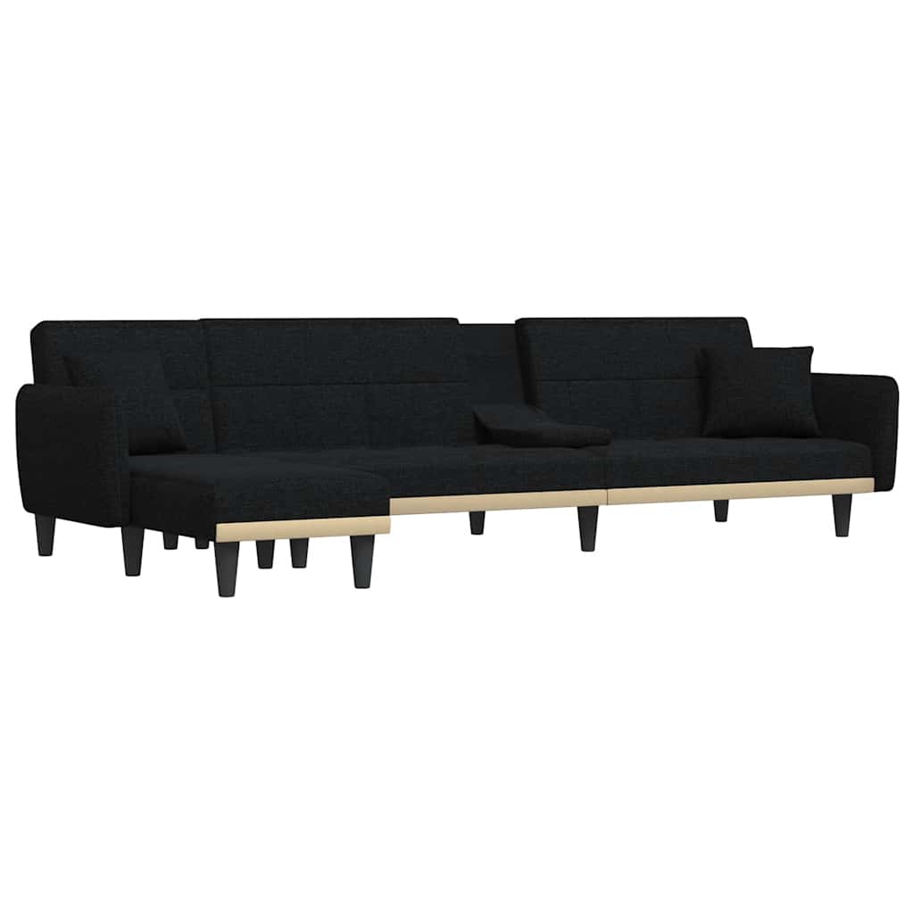 Καναπές Κρεβάτι Γωνιακός Μαύρος 275 x 140 x 70 εκ. Υφασμάτινος - Pakobazaar