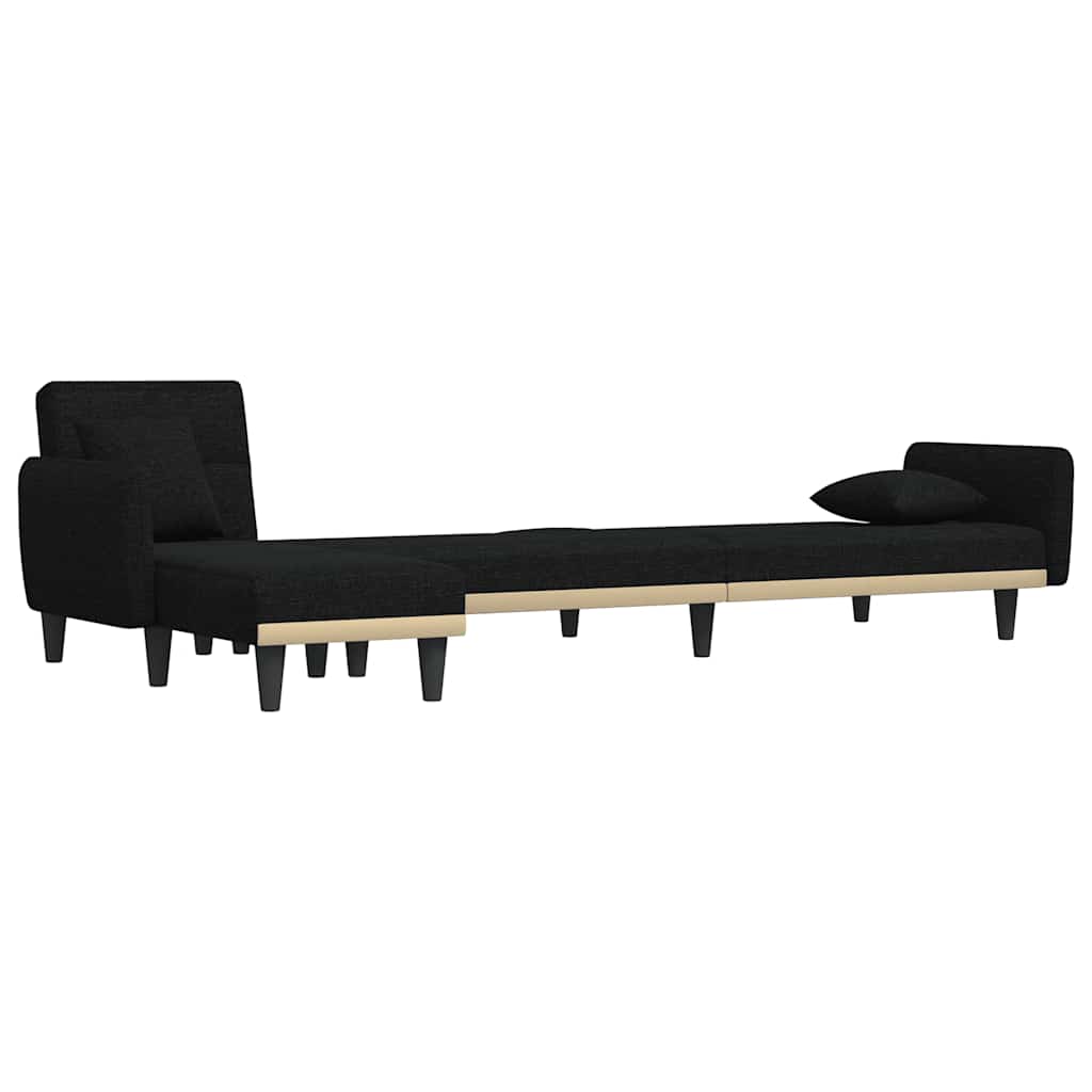 Καναπές Κρεβάτι Γωνιακός Μαύρος 275 x 140 x 70 εκ. Υφασμάτινος - Pakobazaar