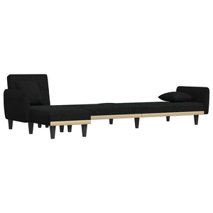 Καναπές Κρεβάτι Γωνιακός Μαύρος 275 x 140 x 70 εκ. Υφασμάτινος - Pakobazaar