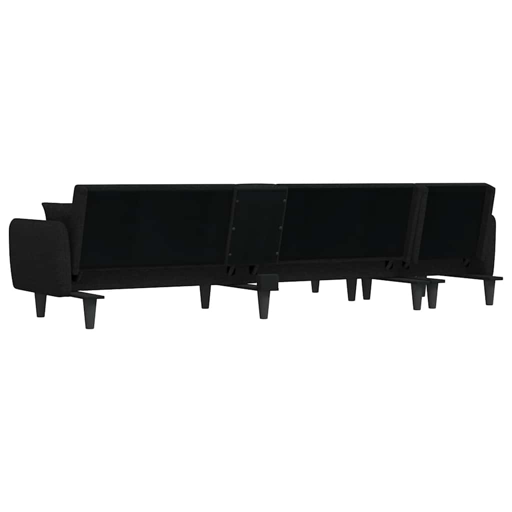 Καναπές Κρεβάτι Γωνιακός Μαύρος 275 x 140 x 70 εκ. Υφασμάτινος - Pakobazaar