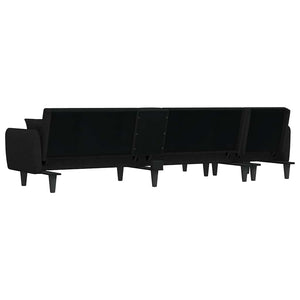 Καναπές Κρεβάτι Γωνιακός Μαύρος 275 x 140 x 70 εκ. Υφασμάτινος - Pakobazaar
