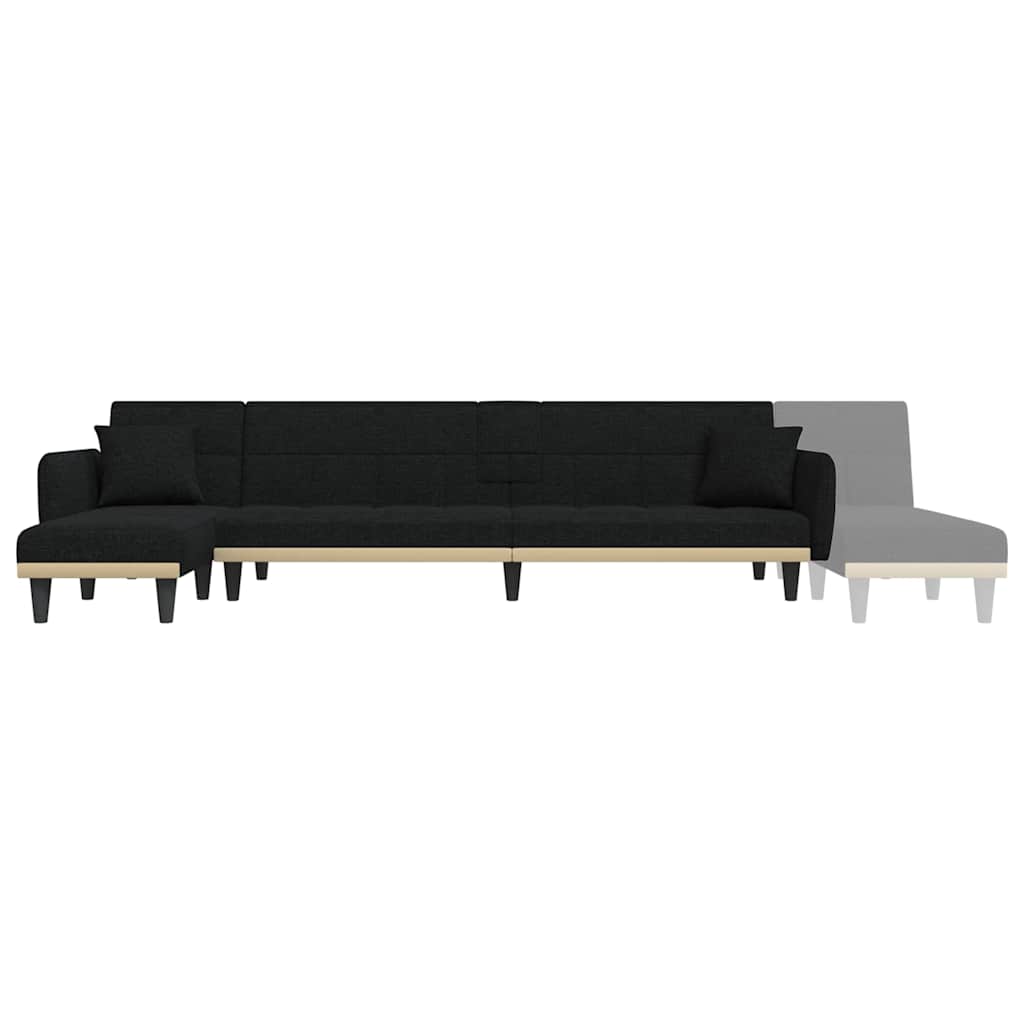 Καναπές Κρεβάτι Γωνιακός Μαύρος 275 x 140 x 70 εκ. Υφασμάτινος - Pakobazaar
