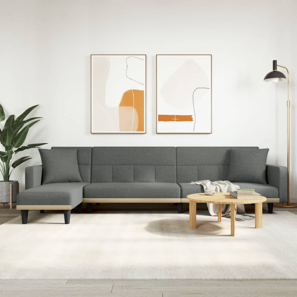 Καναπές Κρεβάτι Γωνιακός Σκ. Γκρι 275x140x70 εκ. Υφασμάτινος
