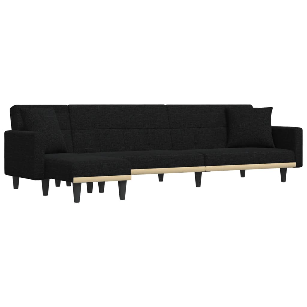 Καναπές Κρεβάτι Γωνιακός Μαύρος 275 x 140 x 70 εκ. Υφασμάτινος