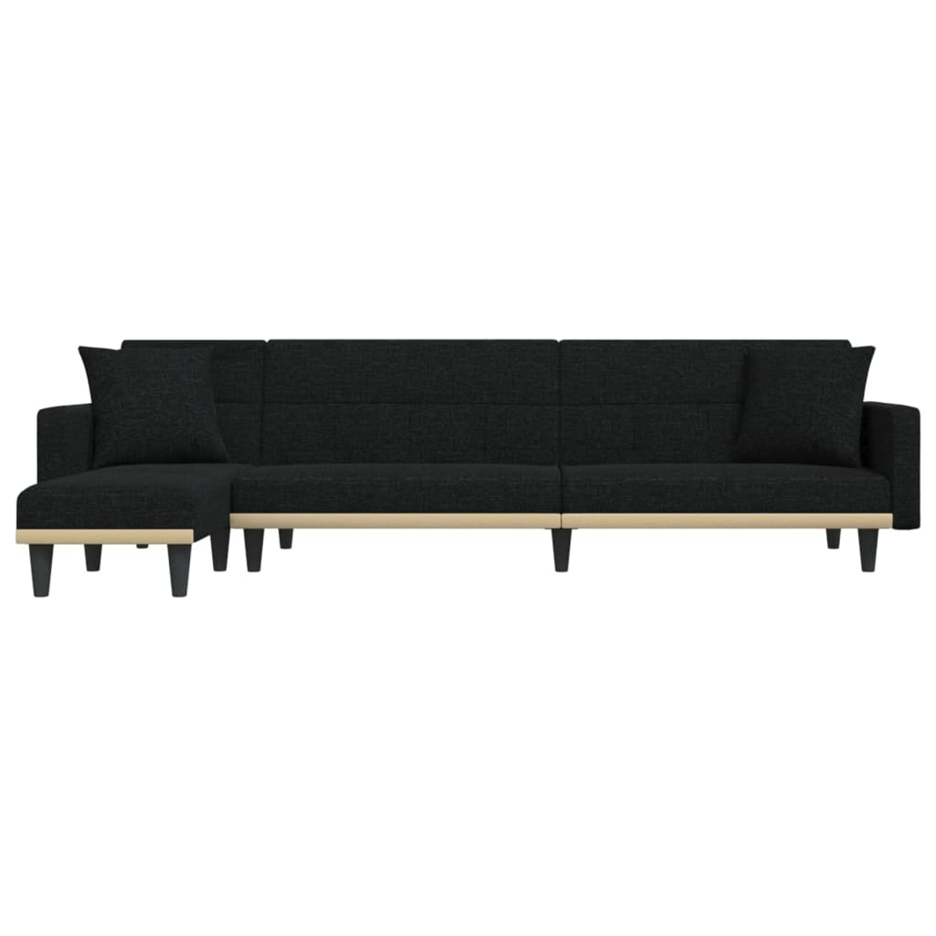 Καναπές Κρεβάτι Γωνιακός Μαύρος 275 x 140 x 70 εκ. Υφασμάτινος