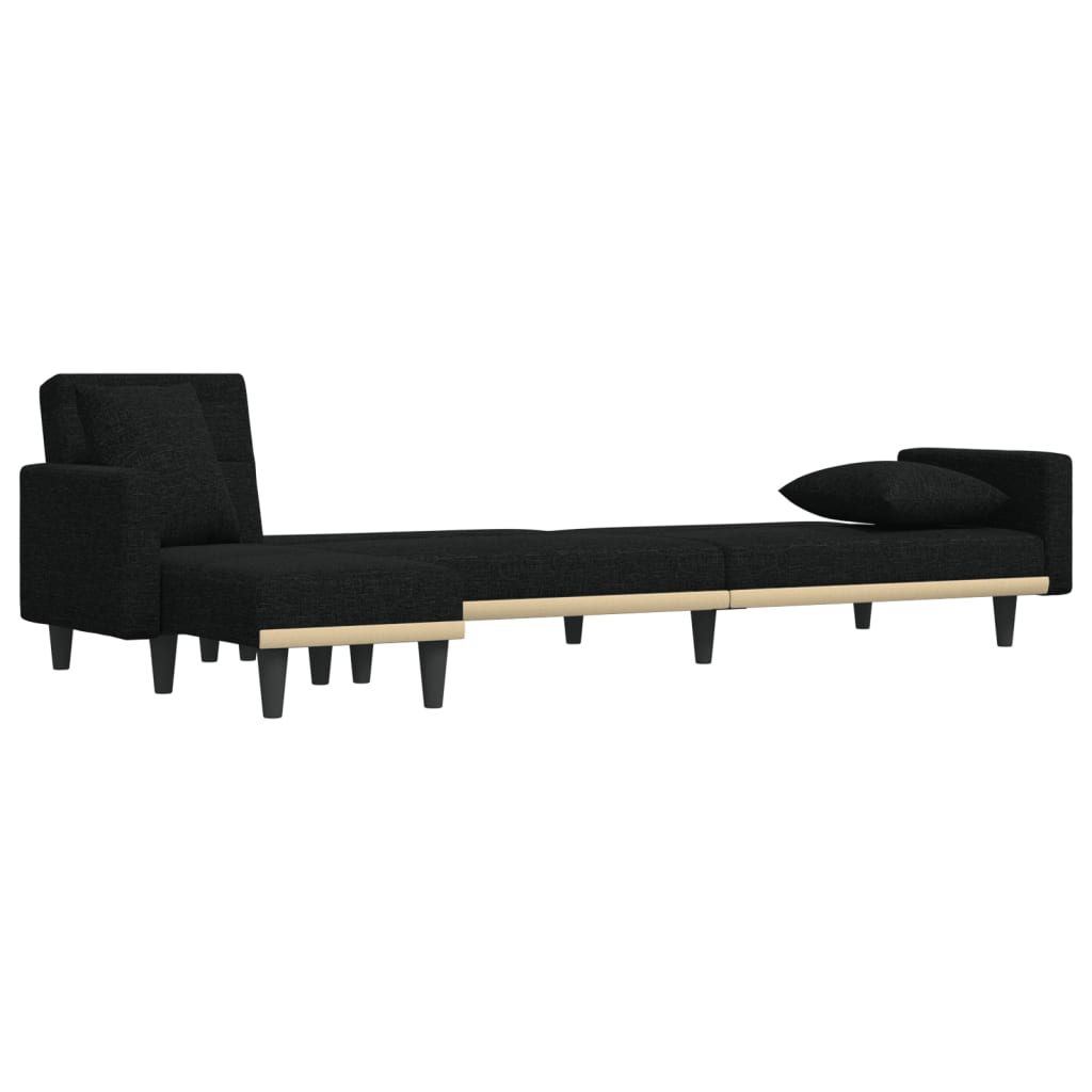 Καναπές Κρεβάτι Γωνιακός Μαύρος 275 x 140 x 70 εκ. Υφασμάτινος