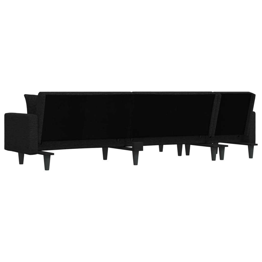 Καναπές Κρεβάτι Γωνιακός Μαύρος 275 x 140 x 70 εκ. Υφασμάτινος