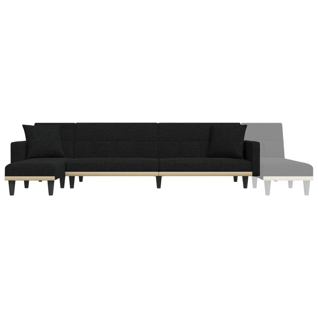Καναπές Κρεβάτι Γωνιακός Μαύρος 275 x 140 x 70 εκ. Υφασμάτινος