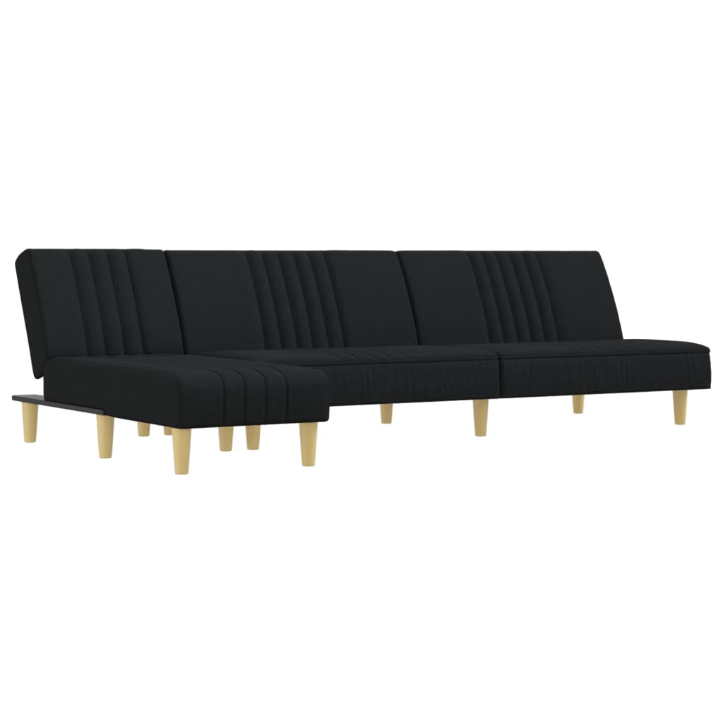 Καναπές Κρεβάτι Γωνιακός Μαύρος 255x140x70 εκ. Υφασμάτινος